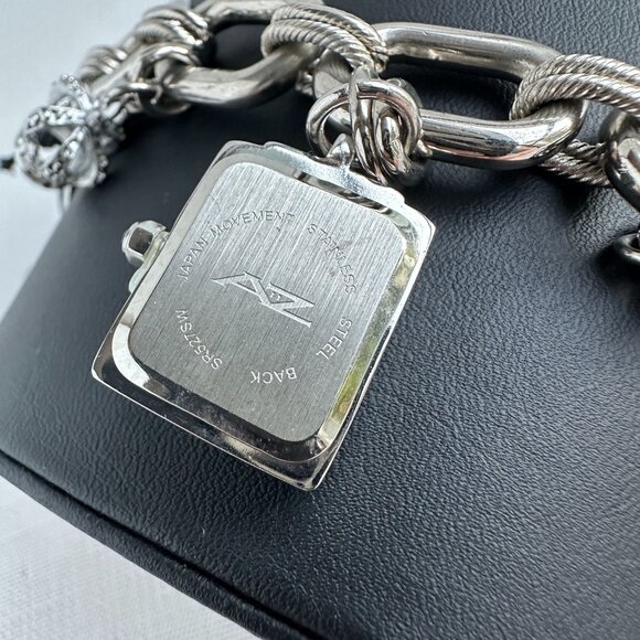 AZ II Charm Bracelet with Watch, Silver Tone, 7.5” + Extender NWT - Picture 12 of 16